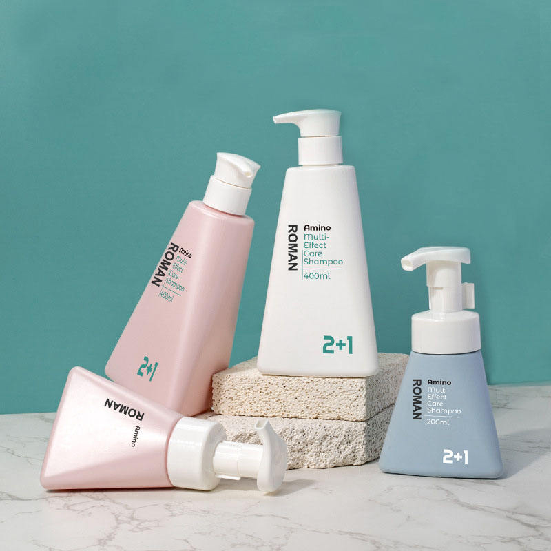 Trekant 200ml 400ml PET-ansigtsrens Skummousse-pumpeflaske Plastskumflaske Flydende sæbedispenser