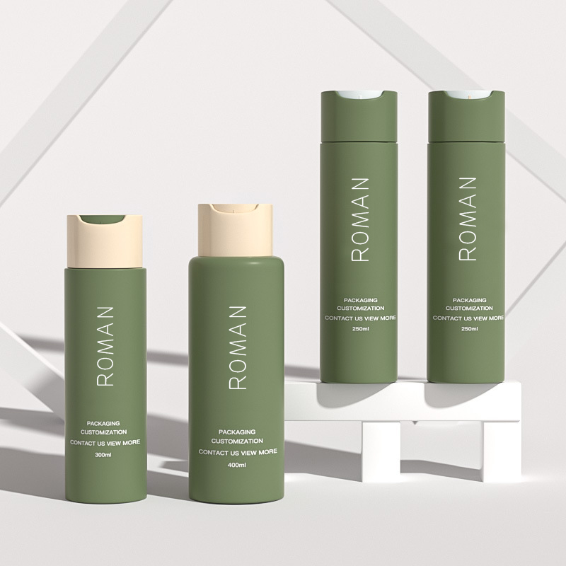 100ml 200ml 250ml 500ml Kosmetisk emballage Klem plastik Pet Shampoo Flaske Lotion Flaske Med Disc Låg