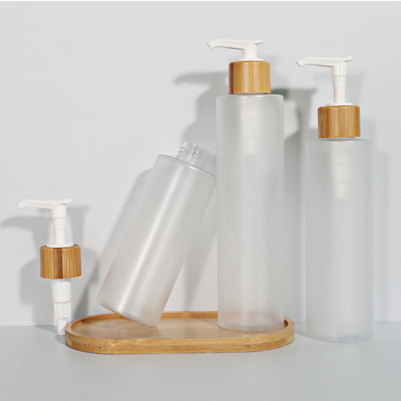 Frosted Bambus Spray Pump Pet Plastic Shampoo Flasker Med Låg 120ml Frosted Bambus Spray Pump Pet Plastic Shampoo Flasker Med Låg 120ml