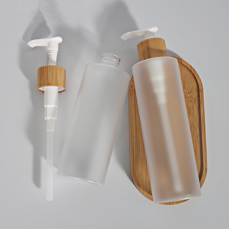 Frosted Bambus Spray Pump Pet Plastic Shampoo Flasker Med Låg 120ml Frosted Bambus Spray Pump Pet Plastic Shampoo Flasker Med Låg 120ml