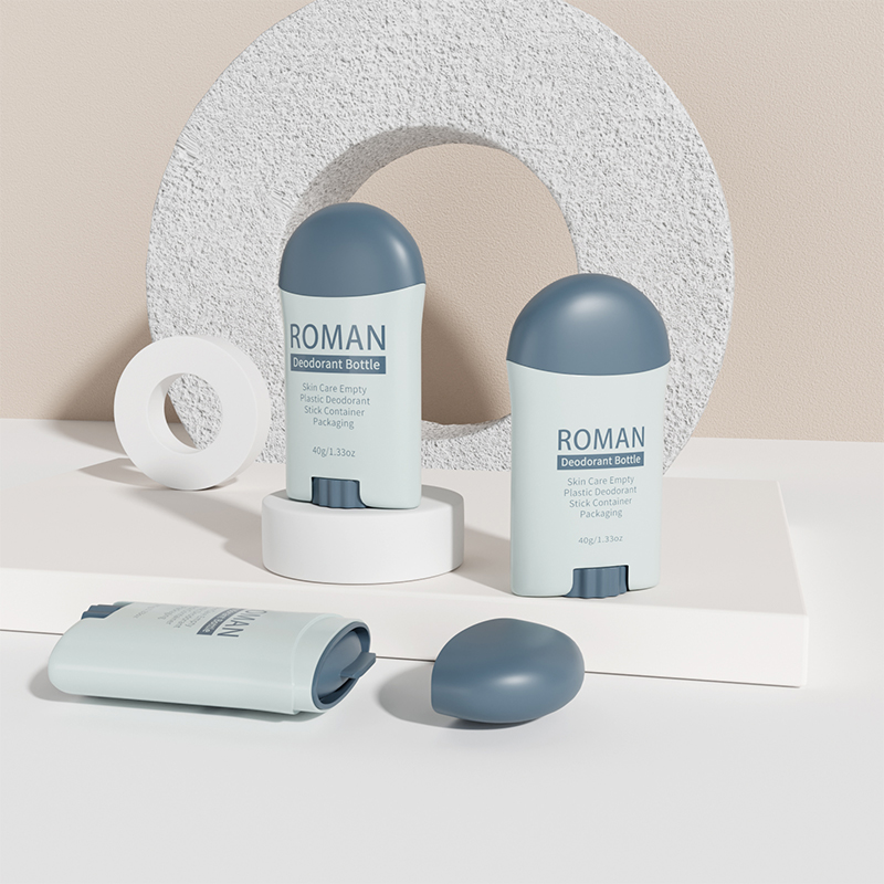 Plast PP Kosmetisk serigrafi Twist Up White 40g Stick Container Tube Mat Deodorant Roll On Bottle