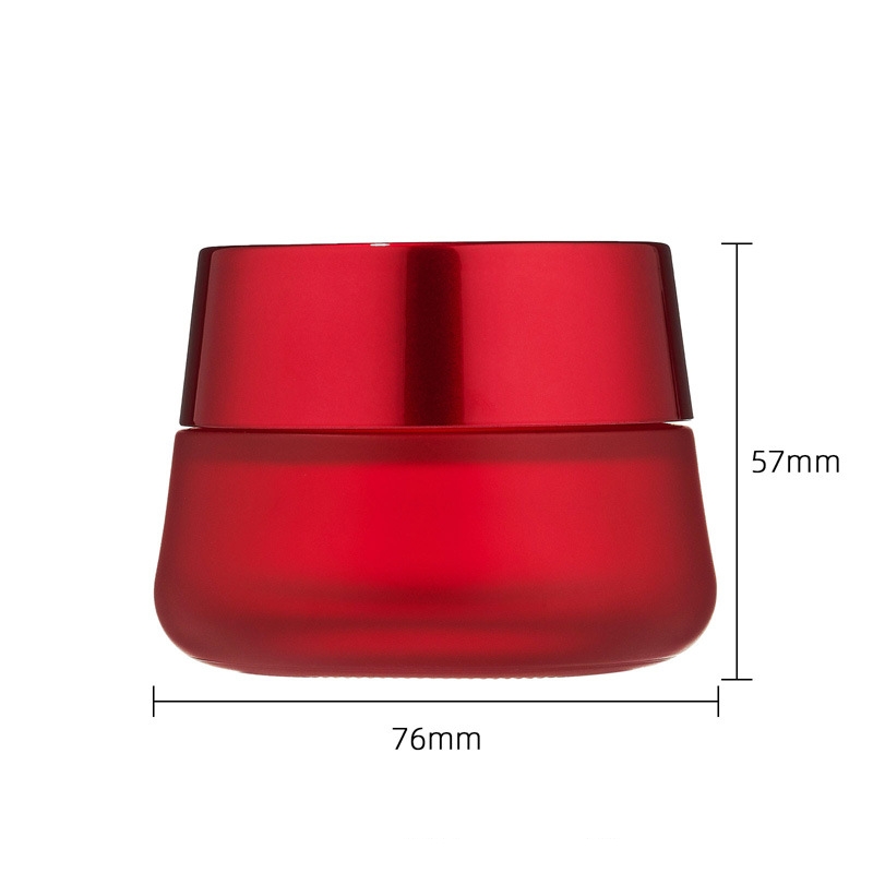 Rund kosmetisk rød cremekrukke Tom glasflødekrukke Rund kosmetisk rød cremekrukke Tom glasflødekrukke