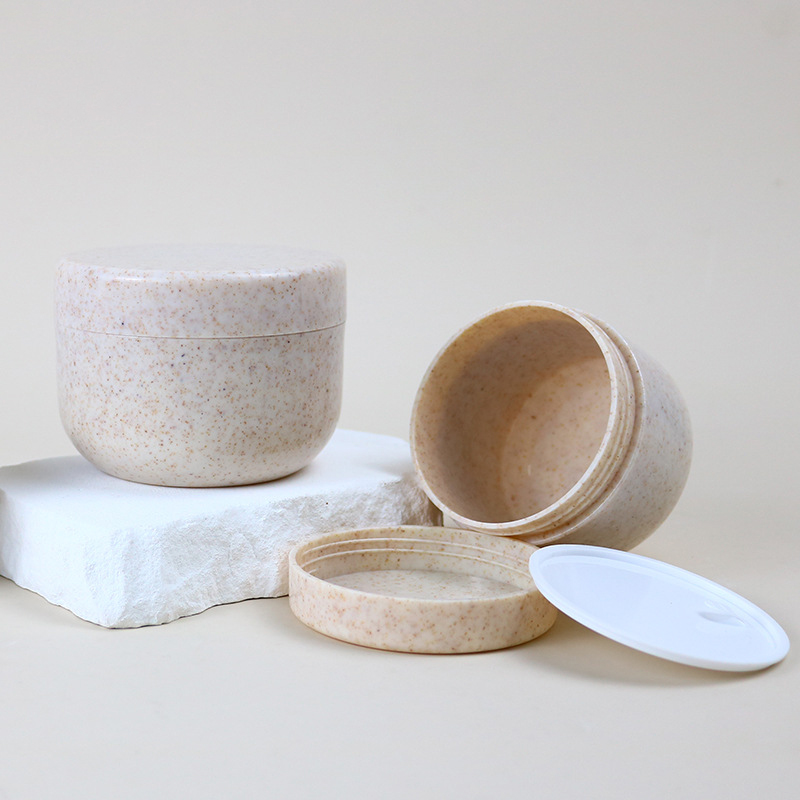 Hvedehalmbeholder med bred mund 80g 120g 200g 250g Hudplejecremeflaske Kosmetik Ansigtscremekrukke med låg