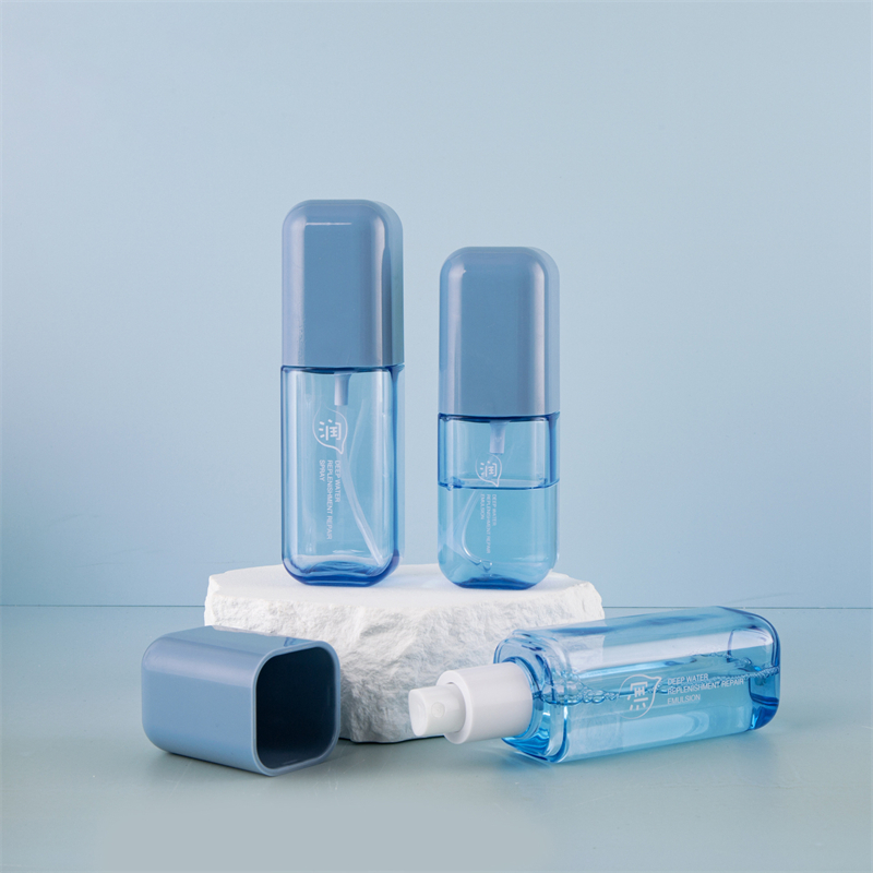 80ml 100ml 120ml Tykkvæg PET Plast Blå Kosmetisk Indstilling Spray Beroligende fugtighedsflaske