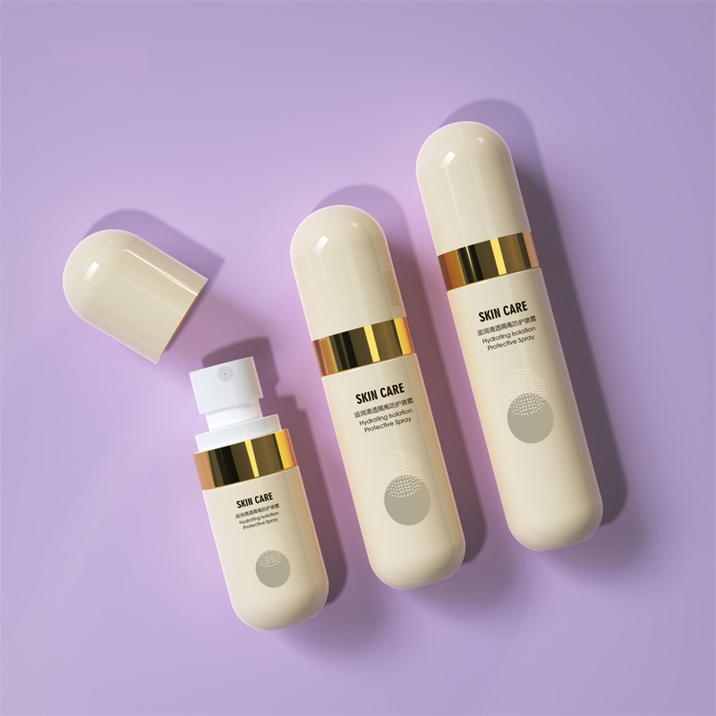 Beige plastikflaske 40ml 60ml 80ml flaske alkoholspraybeholdere til hudpleje Hårtåge Kontinuerlig solcremesprayflaske