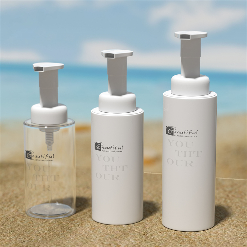 100ml 120ml 150ml 200ml 300ml Hvid PET-flaske med hvid skumpumpe til skummende sæber og hårplejeprodukter Kosmetikpakke