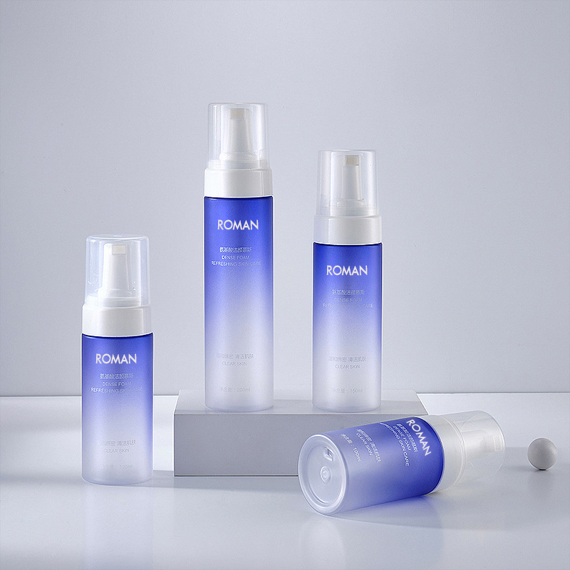 100ml 120ml 150ml 200ml PET Gradient Blue Color Skum flydende sæbedispenser Skumpumpe Flaske Shower Gel Håndvask flaske Badeværelsesartikler