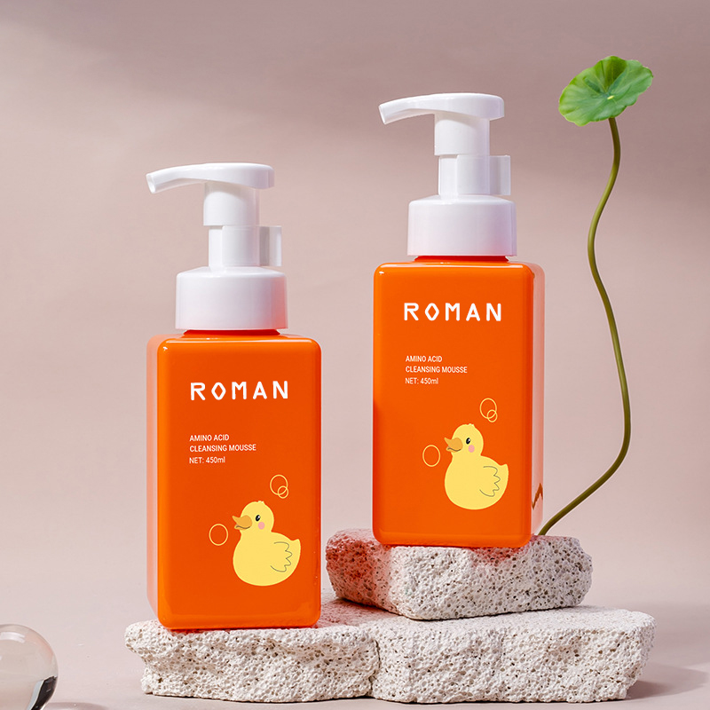 250Ml 300ml 450Ml 500ml 650Ml Hudplejerensende Mousseflaske Firkantet øjenvippeshampoo Skumflaske Hoteltoiletartikler Emballage