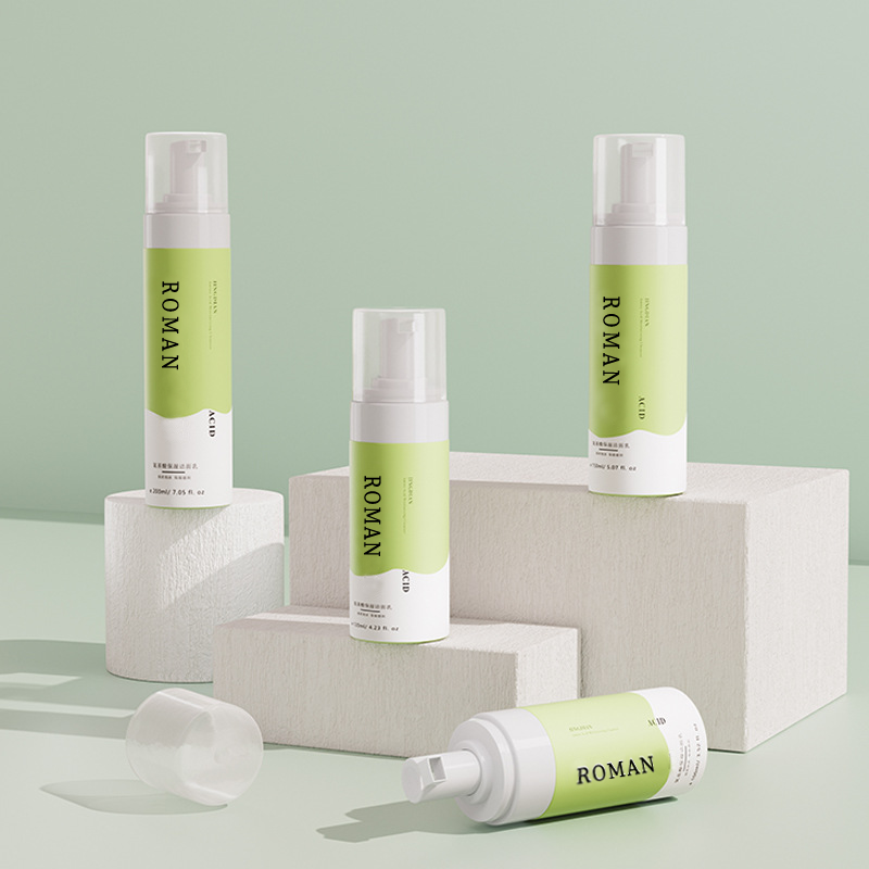 50ml 80ml 100ml 120ml 150ml 200ml Organic Face Wash Foam Boble Flaske Engros Private Label Amino Acid Moisturizing Cleanser Tilpasset pakke
