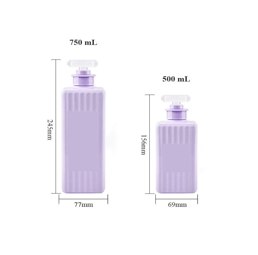 500 ml 750 ml firkantet plastik Pet Lotion pumpeflaske med stribeformet overflade til hårolie Shampoo og balsam kosmetikbeholder 500 ml 750 ml firkantet plastik Pet Lotion pumpeflaske med stribeformet overflade til hårolie Shampoo og balsam kosmetikbeholder