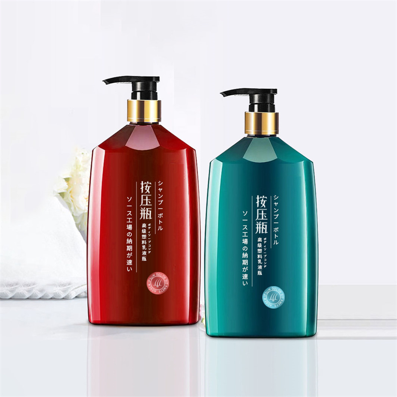 500 ml 800 ml plast PET frostet oval flad flaske til Lotion Shampoo Shower Gel Ansigtscreme med pumpeforsegling