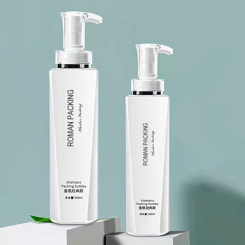 Luksus hvid 300 ml 500 ml lang og slank lotionpumpe Shampoo flaske shower gel Body Wash emballage med guldpumpe