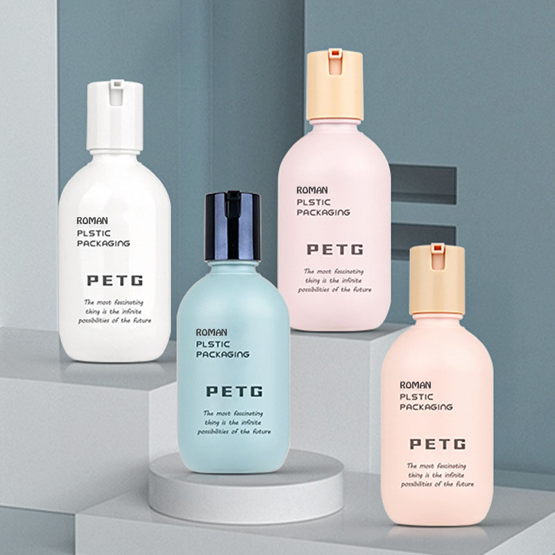 Genopfyldeligt nyt design Spf 50+ solcreme emballageflaske 50 ml 80 ml 130 ml kosmetisk plastik hudblegende solcremelotion sprayflaske