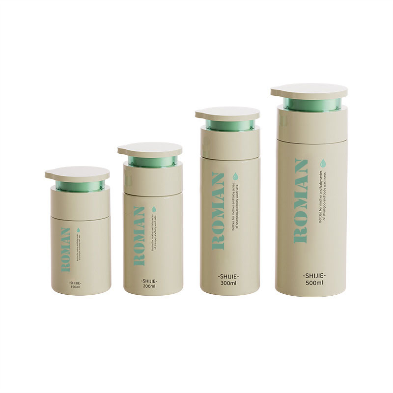 Rund flad skulder hudplejecremeflaske 150ml 200ml 300ml 500ml Baby Lotion Conditioner Emballage Shampoo og Body Wash Håndcremeflasker