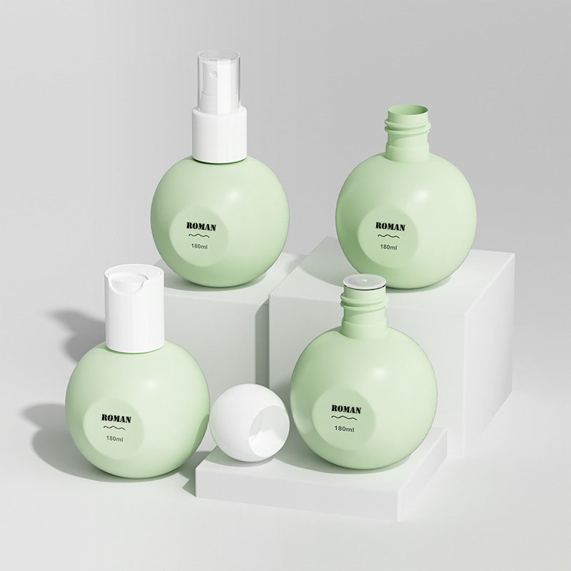 180 ml PE sfæriske tomme flasker Nyt design Genopfyldelig plastlotionpumpeflaske til cremeshampoo parfume kosmetisk emballage