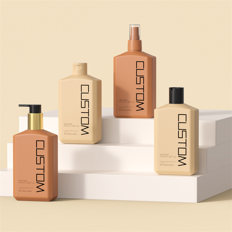 250ml 10oz Frosted Flad Skrå Skulder Hånd Body Lotion Pump Flasker Hudpleje Baby Shampoo Shower Gels Flaske