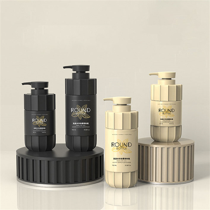 Mat Sort 550 ml 600 ml 700 ml 750 ml Pet Plastic Strip Tykkvæg Plast Lotion Pump Flaske Til Renere Solcreme Shampoo Shower Gel