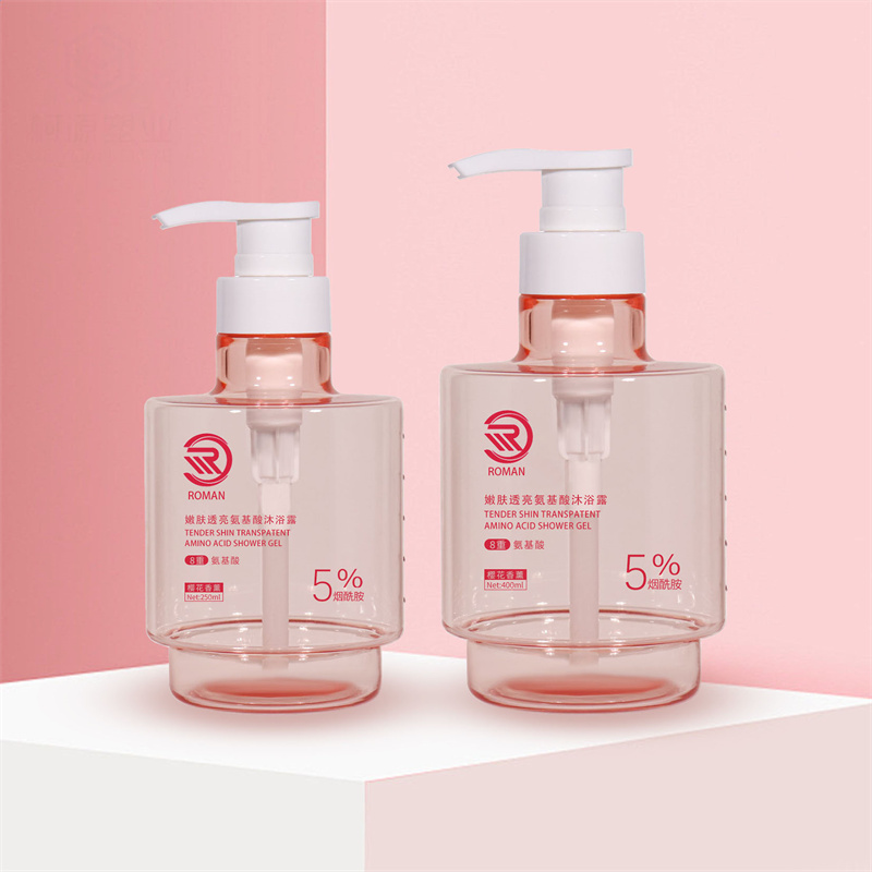 New Arrival Premium Pink 250ml 300ml 400ml Mat Transparent Tom Rund Luksus Hudpleje Kropsolie Ansigtsserumpumpe og lotionflaske med emballage