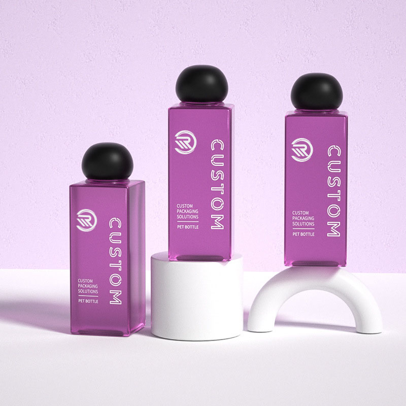 Premium Plastic Square 200ml 250ml Clear Frosted kosmetisk lotionflasker til hudpleje Serum Premium Toneremballage med kugleformet skruelåg Premium Plastic Square 200ml 250ml Clear Frosted kosmetisk lotionflasker til hudpleje Serum Premium Toneremballage med kugleformet skruelåg