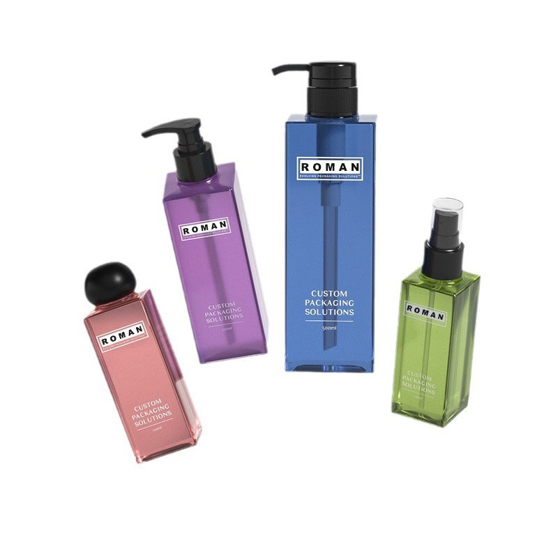 Premium Plastic Square 200ml 250ml Clear Frosted kosmetisk lotionflasker til hudpleje Serum Premium Toneremballage med kugleformet skruelåg Premium Plastic Square 200ml 250ml Clear Frosted kosmetisk lotionflasker til hudpleje Serum Premium Toneremballage med kugleformet skruelåg