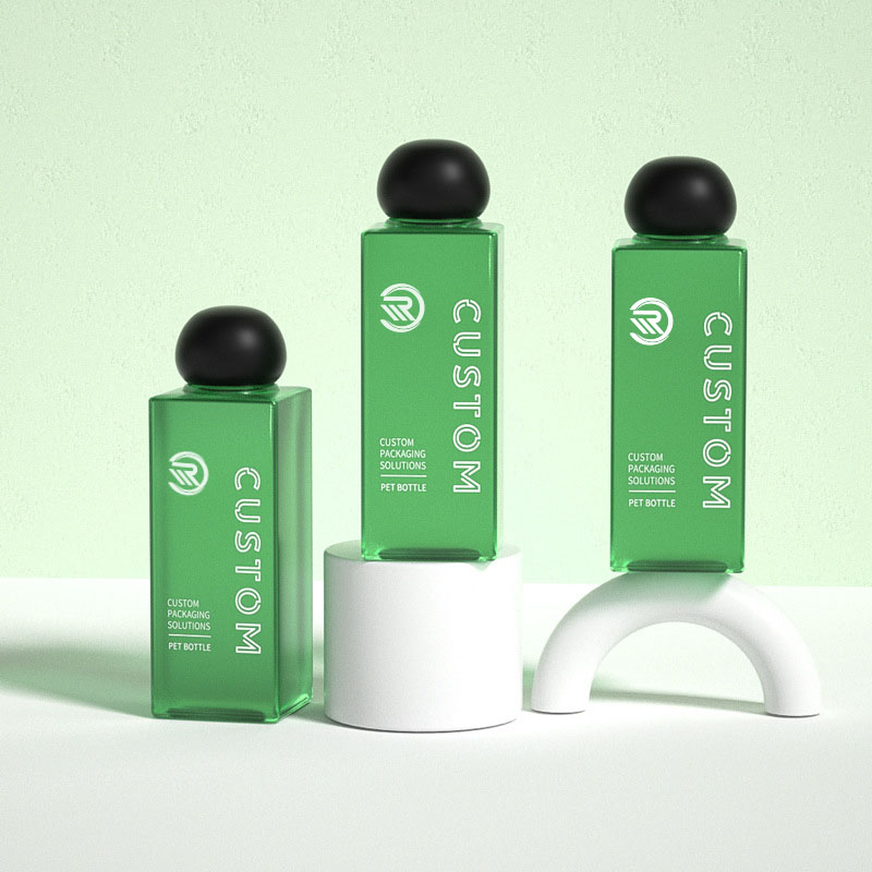 Premium Plastic Square 200ml 250ml Clear Frosted kosmetisk lotionflasker til hudpleje Serum Premium Toneremballage med kugleformet skruelåg