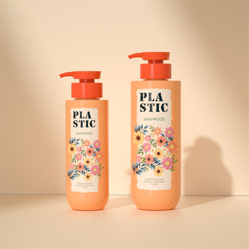 Shampoo og hårbalsamflasker Plast rød pumpe Orange mat farve kæledyr 300 ml 500 ml premium shampoo flasker med pumpe